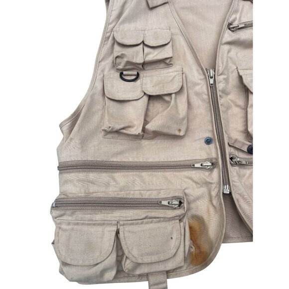 Crystal River Tan Fishing Vest M With Multiple Pockets & Zippers 65a - Picture 6 of 8